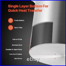 VEVOR Commercial Stockpot 84 Qt. Stainless Steel Silver Heavy Duty Lid Basket