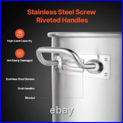 VEVOR Commercial Stockpot 84 Qt. Stainless Steel Silver Heavy Duty Lid Basket