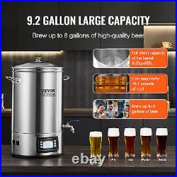 VEVOR Electric Home Beer Brewing Brew Kettle Set 8 Gal Beer Stock Pot Distilling