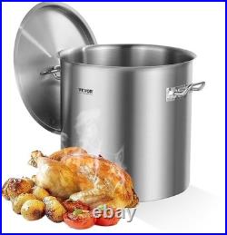 VEVOR Stainless Steel Stockpot 53 Quart Large with Lid Silver