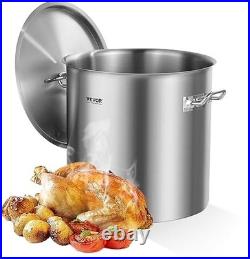 VEVOR Stainless Steel Stockpot 53 Quart Large with Lid Silver