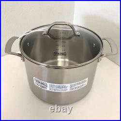 VIKING 3-Ply Stainless Steel 8 Qt Stockpot /Soup Pot & Glass Lid NEW