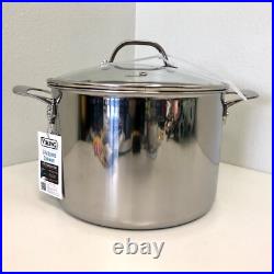 VIKING 3-Ply Stainless Steel 8 Qt Stockpot /Soup Pot & Glass Lid NEW