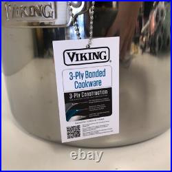 VIKING 3-Ply Stainless Steel 8 Qt Stockpot /Soup Pot & Glass Lid NEW