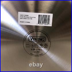 VIKING 3-Ply Stainless Steel 8 Qt Stockpot /Soup Pot & Glass Lid NEW