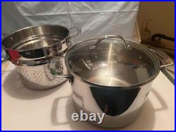 VIKING FABULOUS 3 PLY STAINLESS STEEL 8 QT STOCK POT WithSTRAINER -STEAMER -PASTA