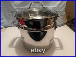VIKING FABULOUS 3 PLY STAINLESS STEEL 8 QT STOCK POT WithSTRAINER -STEAMER -PASTA