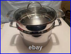 VIKING FABULOUS 3 PLY STAINLESS STEEL 8 QT STOCK POT WithSTRAINER -STEAMER -PASTA