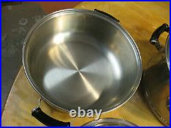 VINTAGE LIFETIME STAINLESS STEEL 6 QT 3 PIECE STOCK POT 1950's LIKE NEW