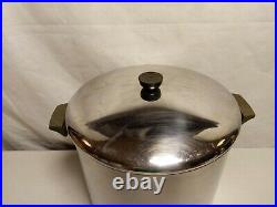 VINTAGE REVERE WARE COPPER BOTTOM 1801 20 QT STOCK POT WithLID ROME NY USA