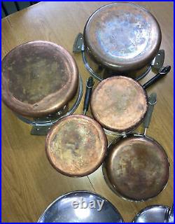 VTG 1801 Revere Ware copper clad stainless steel 11 piece lot 8 pan/4 pot n lid