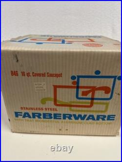 VTG Farberware 16 Qt Aluminum Clad Stainless Steel Saucepot, Lid, NOS Box #846 US