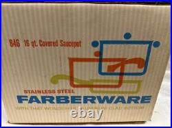 VTG Farberware 16 Qt Aluminum Clad Stainless Steel Saucepot, Lid, NOS Box #846 US