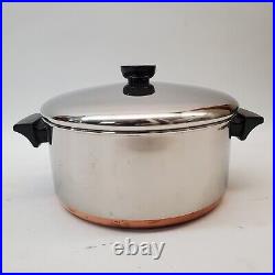 VTG Revere Ware 4 1/2 qt Stainless Steel Copper Clad Large Pot w Lid Clinton IL