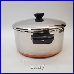 VTG Revere Ware 4 1/2 qt Stainless Steel Copper Clad Large Pot w Lid Clinton IL