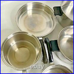 VTG Saladmaster 18-8 Tri Clad Stainless Waterless Pot Poacher Pan 17 Pc set USA