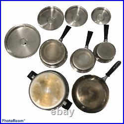 VTG VOLLRATH USA The Queens Choice Lot 9 Pieces Stock Pot Sauce Pans & Skillet