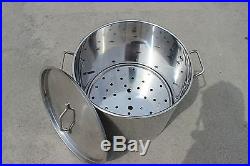 Value Full Stainless Steel Stock Pot Brew Kettle with Steamer. Avail 32, 40, 52 QT