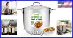 Versatile 15-Qt Stock Pot Safe for Stovetop & Oven Use