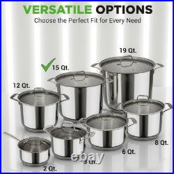 Versatile 15-Qt Stock Pot Safe for Stovetop & Oven Use