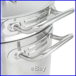 Vigor 12 Qt. Stainless Steel Aluminum-Clad Pasta Cooker Combination Stock Pot
