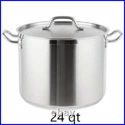 Vigor Heavy-Duty Stainless Steel Aluminum-Clad Stock Pot with Cover, 8 To 100 qt