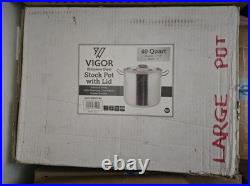 Vigor Stainless Steel Stock Pot With Lid 40qt Silver
