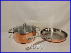 Viking 3 Ply Copper/Alloy Core And Stainless 4qt Pot with lid &10 in skillet