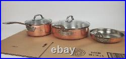 Viking 3 Ply Copper Alloy Core And Stainless Pot Skillet Set with Lids 5qt 3qt 8