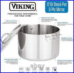 Viking 3-Ply Stainless Steel Stock Pot, 12 Quart