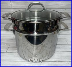 Viking 3 ply Stock Pot with Strainer 8 QT 7.6L 18/8 Stainless Steel Aluminum Core Viking 3 ply Stock Pot with Strainer 8 QT 7.6L 18/8 Stainless Steel Aluminum Core