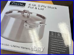 Viking 5-Ply Professional 6 Qt. Stock Pot withLid Satin Finish 4015-1006S USA