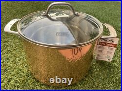 Viking Cookware Hammered Copper 8 Qt Stock Pot with Lid 3-ply Stainless Interior