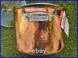 Viking Cookware Hammered Copper 8 Qt Stock Pot with Lid 3-ply Stainless Interior