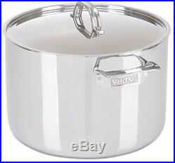 Viking Culinary 3-Ply Stainless Steel Stock Pot With Metal Lid, 12 Quart