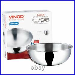Vinod Extra Deep Stainless Steel Tasla/Wok/Kadai Without Handle 24 cm 3.3 Liter