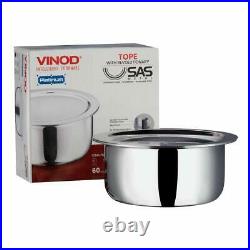 Vinod Platinum Triply Stainless Steel Tope 28 cm 7.5 L With Lid Induction Base