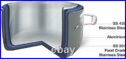 Vinod Stainless Steel Tasla/Wok/Kadai 28 cm 3.7 Liter Induction Compatible