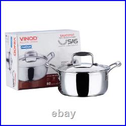 Vinod Triply Stainless Steel Saucepot/Biryani Pot/Stock Pot 22 cm 4 L Cookware