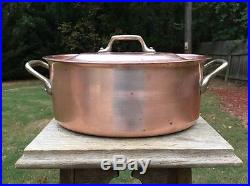 Vintage 3.9Qt. Villedieu 12.5 Copper Stew Stock Pan Pot WithLid Stainless Lining