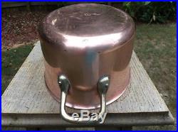 Vintage 3.9Qt. Villedieu 12.5 Copper Stew Stock Pan Pot WithLid Stainless Lining
