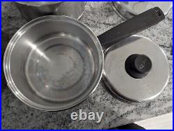 Vintage 3 Lifetime T304 Stainless Steel Pans Pots + Lids 6 Pcs 6 3 & 2 Qt 1 Dome