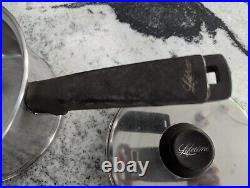 Vintage 3 Lifetime T304 Stainless Steel Pans Pots + Lids 6 Pcs 6 3 & 2 Qt 1 Dome