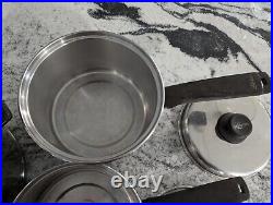 Vintage 3 Lifetime T304 Stainless Steel Pans Pots + Lids 6 Pcs 6 3 & 2 Qt 1 Dome