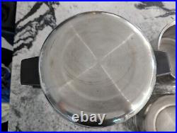 Vintage 3 Lifetime T304 Stainless Steel Pans Pots + Lids 6 Pcs 6 3 & 2 Qt 1 Dome