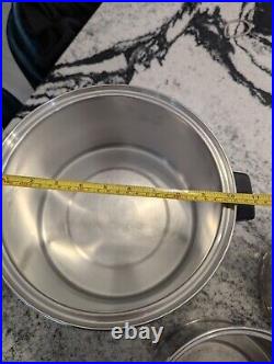 Vintage 3 Lifetime T304 Stainless Steel Pans Pots + Lids 6 Pcs 6 3 & 2 Qt 1 Dome