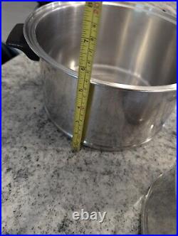 Vintage 3 Lifetime T304 Stainless Steel Pans Pots + Lids 6 Pcs 6 3 & 2 Qt 1 Dome
