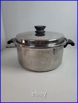 Vintage 3pc Amway Queen 5 qt. Stock Pot with 2 Lids 18/8 Stainless Steel USA