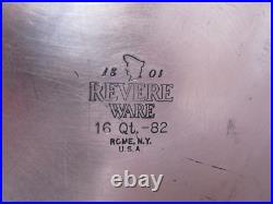 Vintage 82 Revere Ware 16 QT Covered Super Pot Rome NY Copper Bottom