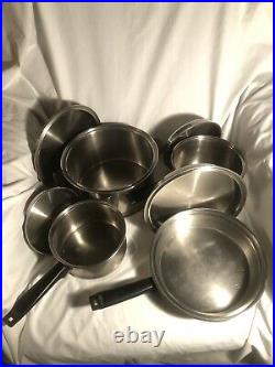 Vintage 8 Pc Lifetime 5 PLY STAINLESS STEEL PANS